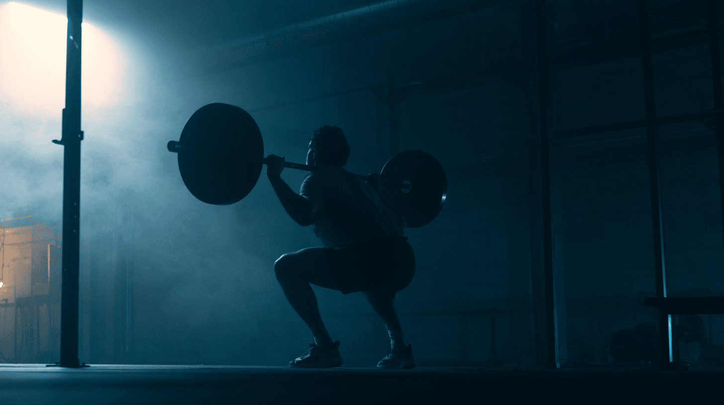 Person performing a barbell back squat in a gym — strength training is essential for preventing muscle loss on GLP-1 medications